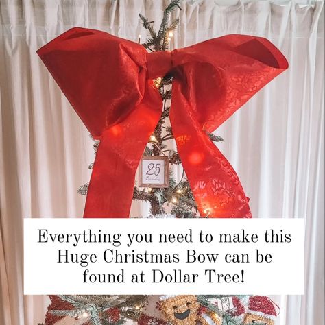 VIRAL OVERSIZED CHRISTMAS BOW ⬇️ Everything you need to make this Huge Christmas Bow can be found at Dollar Tree! The versatility of the Giant Bow Dollar Tree DIY Christmas Decor means you can display it in countless ways! Here are some ideas: Front Door: Make a grand entrance by hanging the bow on your front door, either alone or as part of a festive wreath. Christmas Tree: Use the bow as a striking tree topper or place it among the branches for added dimension. Mantelpiece: Drape the b... Dollar Tree Diy Christmas Decor, Dollar Tree Diy Christmas, Giant Bow, Diy Crafts Home Decor, Diy Crafts Home, Festive Wreath, Diy Christmas Decor, Christmas Bow, Crafts Videos