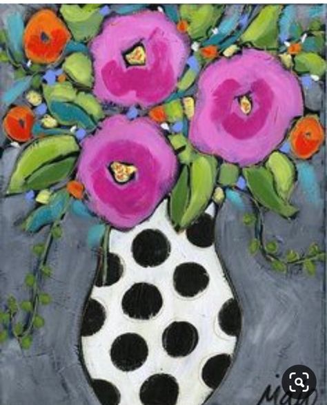 Flower Vase Drawing, Vase Home Decor, Acrylic Painting Flowers, Flowers Vase, Flowers Home, Trendy Flowers, Diy Vase, Acrylic Flowers, Acrylic Painting On Canvas