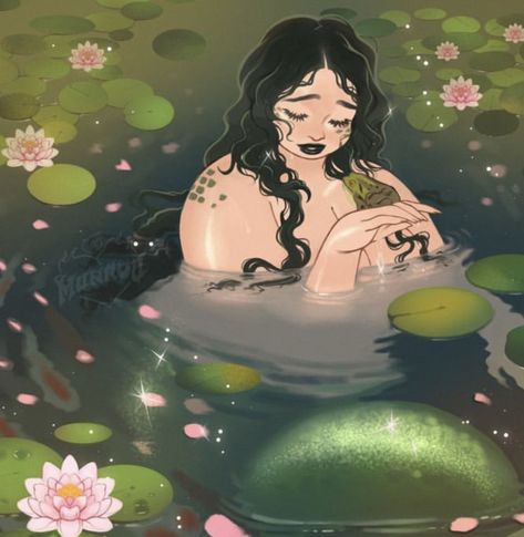 Fat Positive Art, Fat Mermaid, Spicy Content, Postcard Sticker, Plus Size Art, Fat Art, Mermaid Art, The Pond, Ethereal Art