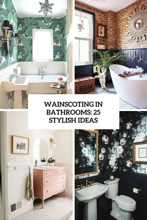 wainscoting in bathrooms 25 stylish ideas cover Bathroom Wall Wainscoting, Small Bathroom Wainscoting Ideas Modern, Wainscoting Styles Bathroom, Modern Wainscoting Bathroom, Painted Wainscoting Bathroom, Bathrooms With Wainscoting, Wainscotting In Bathroom, Black Wainscoting Bathroom, Wainscoting In Bathroom