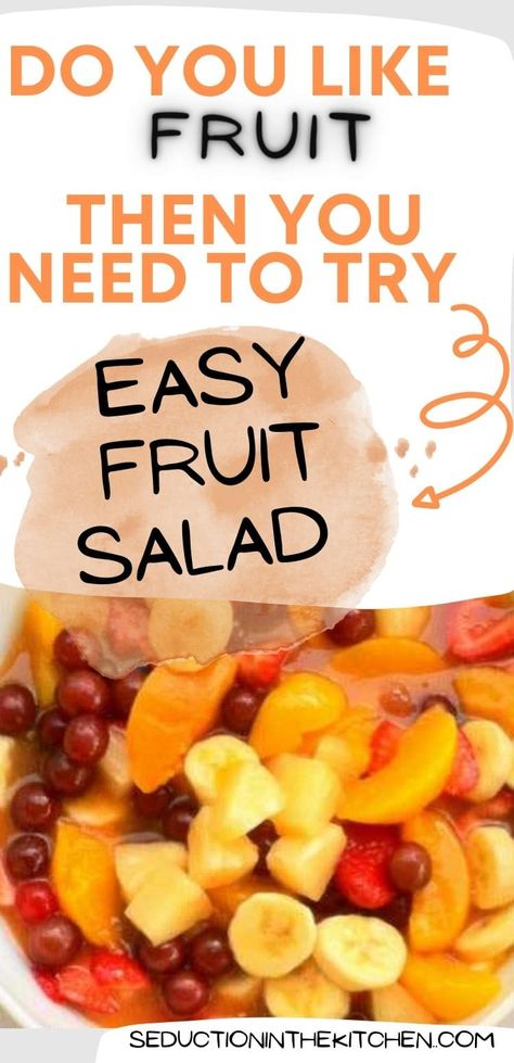 Looking for a fruit salad recipe? This easy fruit salad is a sweet fruit salad recipe. The fruit salad dressing is what makes this a very delicious salad! | SeductionInTheKitchen.com #fruitsalad #fruitsaladdressing #EasyfruitSalad Kids Fruit Salad, Easy Healthy Fruit Salad, Xmas Fruit Salad, Easy Fresh Fruit Salad, Refreshing Fruit Salad, Fruit Salad To Die For, Brunch Fruit Salad Recipes, Christmas Fruit Salad Ideas, Cheap Fruit Salad For A Crowd