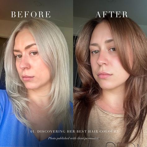 Incredible Soft Autumn hair analysis transformation from our client! 🤎 . #coloranalysis #colouranalysis #softautumn #autumnpalette #coloranalyst Autumn Personal Color, Soft Autumn Hair Color Ideas, Soft Autumn Hair Color, Soft Autumn Hair, Autumn Hair Color, Hair Analysis, Autumn Hair, Colour Analysis, Soft Autumn