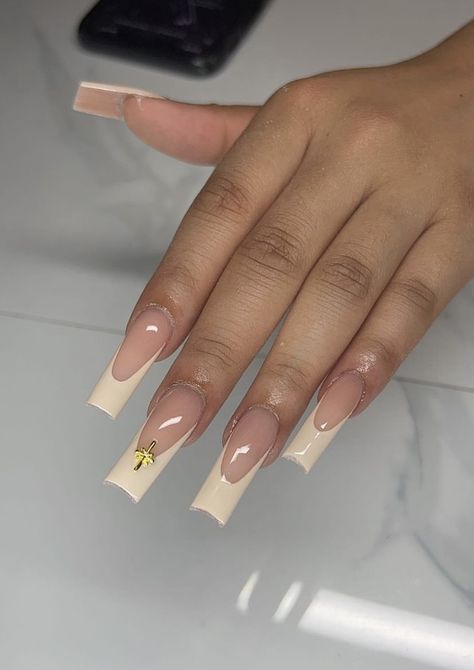 Brown French Nails Square, Tan French Tip, Tan French Tip Nails, Tan Acrylic Nails, Beige French Nails, Beige French Tip Nails, Brown French Tip, Ambre Nails, Brown French