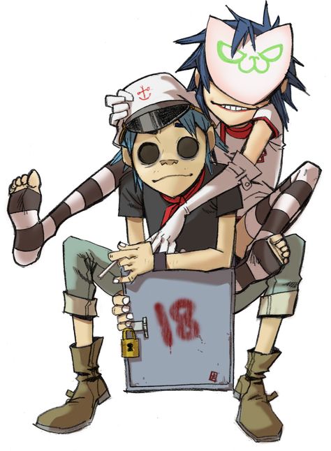 Just don't let he run away by A-KAchen on DeviantArt Gorillaz 2 D, Jamie Hewlett Art, 2-d Gorillaz, 2d And Noodle, Gorillaz Band, Gorillaz Noodle, Gorillaz Fan Art, Monkeys Band, Gorillaz Art