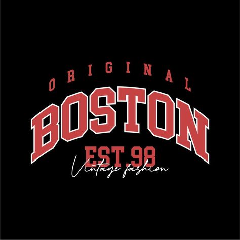 Design vector typography for t-shirt streetwear clothing. boston concept. with white color. perfect for modern t-shirt design Printer Logo, Church Shirt Designs, Graphic Design Text, Typography Shirt Design, Streetwear Tshirt Design, Logos Retro, Vector Typography, T Shirt Logo Design, Retro Graphic Design