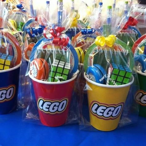 Lego Cup, Lego Favors, Lego Party Decorations, Cup Favors, Lego Ninjago Party, Lego Ninjago Birthday, Ninjago Birthday Party, Lego Themed Party, Lego Birthday Cake