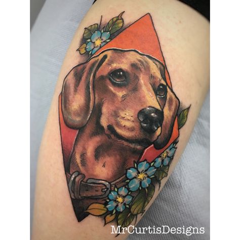 Dachshund Portrait Tattoo, Dachshund Tattoos, Animal Lover Tattoo, Dachshund Portrait, Dachshund Tattoo, Dog Paw Tattoo, Paw Tattoo, Memorial Tattoo, Memorial Tattoos