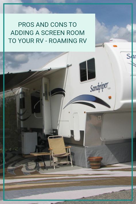 Screen Rooms for RVs. Having a screen room added to the side of an RV can have some huge advantages but there are definitely negatives as well. Rv Screen Rooms, Rv Videos, Rv Gear, Rv Maintenance, Buying An Rv, Screen Room, Rv Hacks, Rv Lifestyle, Roadside Assistance