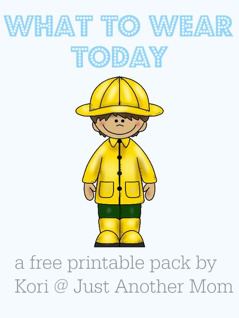 What to wear today? A free printable pack from Just Another Mom Dressing For Weather Preschool, Dressing For The Weather Preschool, Dress For The Weather Free Printable, Clothes Study, Free Educational Printables, Preschool Weather, Clothing Themes, Weather Theme, Teaching Manners