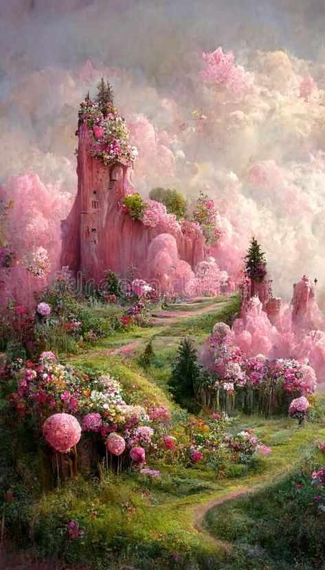 Fairy Tale Landscape, Flowers Illustration, Fairytale Photography, Picture Illustration, Sunset Painting, Dreamy Art, 판타지 아트, Pretty Wallpapers Backgrounds, Beautiful Fantasy Art