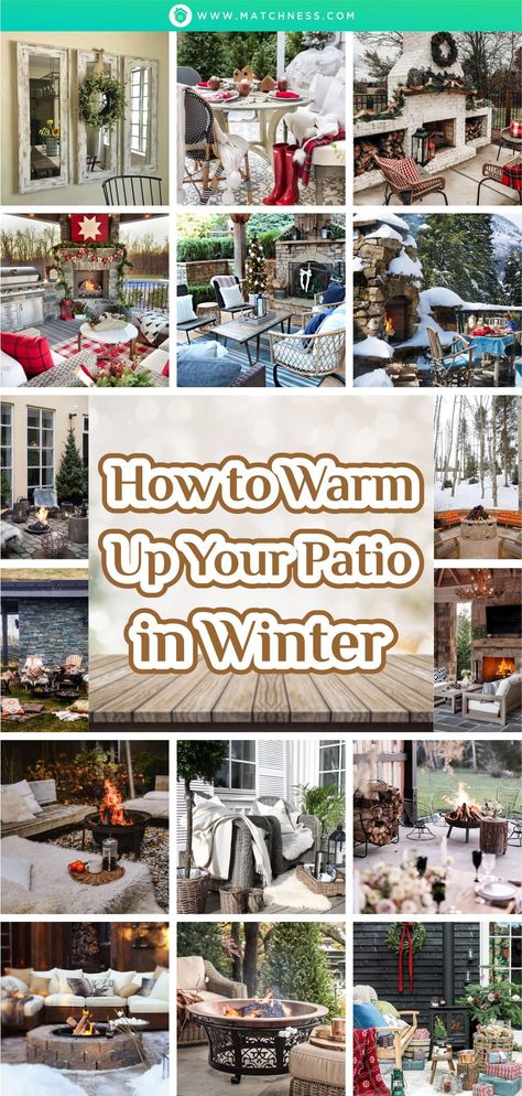 Whether you want to stay inside during the freezing temperatures, or you simply want to have a cozy atmosphere outdoors, knowing how to warm up your patio in winter is crucial. You can make the cold months more bearable by adding heat to your outdoor space. #winterpatiodecorideas #patiodecorideas #exteriordesigns #winterdecorideas Winter Porch Ideas Cold Weather, Cold Weather Patio Outdoor Spaces, Winter Outdoor Space Patio, Winter Outdoor Patio Ideas, Winter Outdoor Space, Winter Patio Ideas Cold Weather Snow, Patio Winter Ideas, Cozy Winter Patio, Winter Backyard Ideas Cold Weather