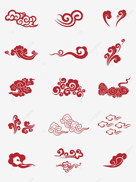 Chinese Vector Art, Red Clouds Tattoo, Red Clouds Painting, Chinese Clouds Art, Poster Illustration Design Ideas, Red Cloud Tattoo, Chinese Design Pattern, Chinese Elements Design, Chinese Art Drawing