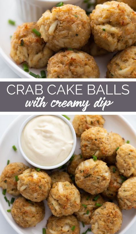 Creamy Garlic Dipping Sauce, Crab Cake Balls, Lobster Balls, Crab Balls Recipe, Crab Cake Bites, Crab Ideas, Crab Balls, Garlic Dipping Sauce, Crab Appetizer