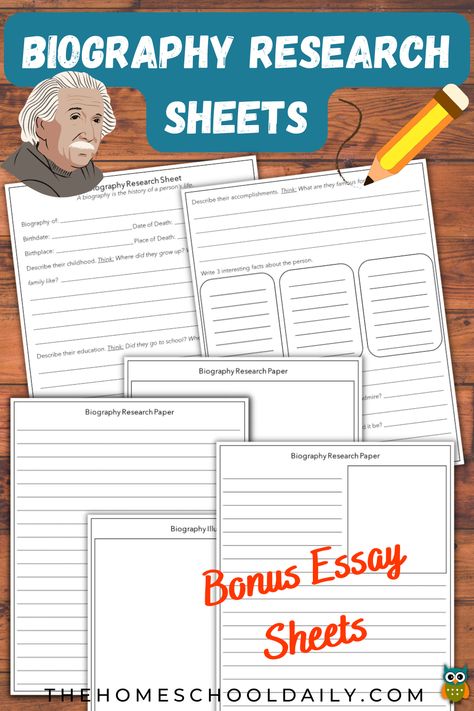 Biography Research Project, Biography Project Elementary, Biography Report Template, Research Paper Outline Template, Homeschool Themes, Biography Writing, Biography Report, Research Outline, Biography Template