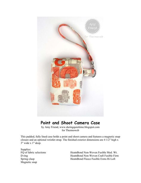 Camera Case Pattern, Camera Bag Pattern, Camera Strap Pattern, Versatile Pouch Camera Bag For On-the-go, Cheap Camera Bag With Removable Pouch For On-the-go, Cute Fabric, Camera Cover, Point And Shoot Camera, Camera Case