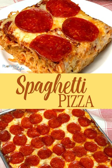 Baked Spaghetti Pizza Casserole, Spaghetti Pizza Casserole Recipe, Pepperoni Spaghetti Casserole, Spaghetti Pizza Pie Pioneer Woman, Pepperoni Spaghetti Bake, Spaghetti Pizza Recipe, Baked Pizza Spaghetti, Pizza Spaghetti Bake, Baked Spaghetti With Pepperoni