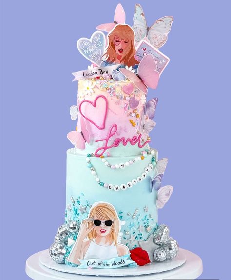 Whitney Sangprasit | Happy Monday!! Had to share an official pic of this one. 🪩💕🦋 All the pretty sprinkles on this cake, including the “Lover” medley, from… | Instagram Lover Cake Taylor Swift, Taylor Swift Birthday Party Ideas Cake, Taylor Swift Lover Cake, Taylor Swift Birthday Cake Ideas, Taylor Swift Themed Cake, Taylor Swift Cake Ideas Birthday, Taylor Swift Cakes, Lover Birthday Cake, Swiftie Birthday