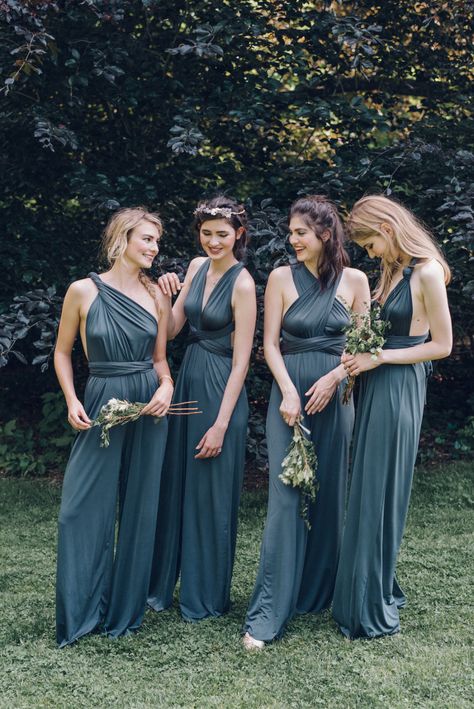 Beautiful #weddings Jumpsuit Bridesmaid Dresses, Jumpsuit Bridesmaid, Bridesmaid Jumpsuit, Bridesmaids Jumpsuits, Navy Blue Bridesmaids, Winter Wedding Venues, Grey Bridesmaids, Cheap Bridesmaid, Elegant Prom Dresses