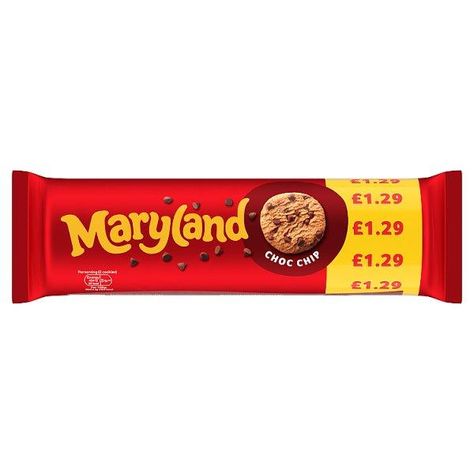 Maryland Choc Chip Cookies 16 x 200g (Case of 16) - Honesty Sales U.K Maryland Cookies, Cookies With Chocolate Chips, Cookies With Chocolate, Choc Chip Cookies, Calcium Carbonate, Sodium Bicarbonate, Favorite Cookies, Palm Oil, Chocolate Chips