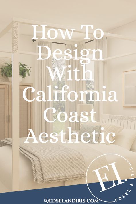 Today on E&I, we are sharing How To Design With California Coast Aesthetic a post about interior design and cozy living. California style showcases natural materials, earth tones, and the use of light linens for an effortless feeling. California style, though known for its minimalistic neutral palette, also uses an eclectic mix of colors and textiles to give it a playful look. This post first appeared on Edsel & Iris | Living Life Well | Home & Design | Interior Design | Cali Style Coast Aesthetic, California Decor, Home Design Interior, Linen Headboard, Cali Style, Vintage Bench, Open Closet, Nature Color Palette, California Casual