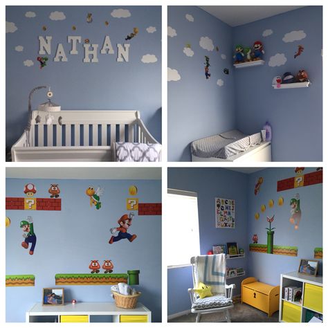 Video Game Theme Nursery, Video Game Nursery, Nintendo Nursery Ideas, Gaming Nursery, Pokemon Nursery Theme, Nintendo Nursery, Mario Bros Game, Gamer Baby, Nintendo Mario Bros