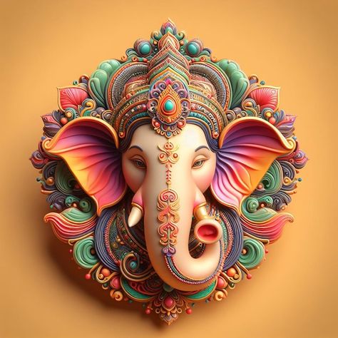 ganesha 3d head in realistic style colorful model with simple background 3d Ganesha, Simple Background, Lord Ganesha, Simple Backgrounds, Ganesha, Graphic Resources, Mask, Quick Saves, Color