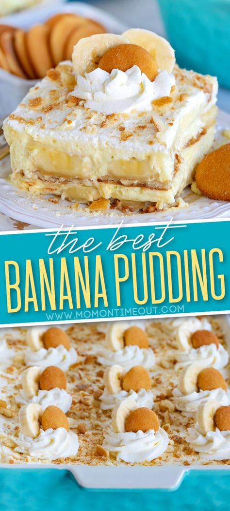 The BEST Banana Pudding recipe you'll ever try! This timeless, no bake dessert is always a winner with friends and family and is so delicious! Made with layers of fresh bananas, Nilla wafers, fresh whipped cream and banana pudding! // Mom On Timeout #bananapudding #bananarecipe #bananas #pudding #nobake #summerrecipes #dessert #desserts #bananapuddingrecipe Best Banana Pudding Recipe, The Best Banana Pudding, Banana Pudding Desserts, Easy Banana Pudding, No Bake Banana Pudding, Banana Cream Pudding, Banana Pudding Recipe, Dessert Oreo, Banana Pudding Cheesecake