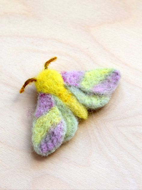 Needle Felted Pins Brooches, Butterfly Needle Felting, Needle Felt Butterfly, Needle Felted Butterflies, Needle Felted Moth, Needle Felted Bugs, Needle Felted Butterfly, Felting Butterfly, Needle Felting Art