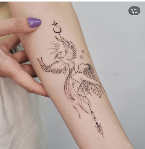 Just Breathe Tattoo, Phoenix Tattoo Feminine, Phoenix Tattoos, Health Tattoo, Delicate Tattoo, Cute Tattoos For Women, Phoenix Tattoo, Arm Tattoos For Women, Aesthetic Tattoo