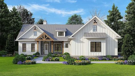 Country, Farmhouse, Traditional House Plan 81621 with 3 Beds, 3 Baths, 2 Car Garage Elevation 2000 Sq Ft House, Country Farmhouse Plans, Lodge Room, Farmhouse Flooring, Farmhouse Style House Plans, Patio Flooring, Farmhouse House, Ranch House Plans, 2 Car Garage