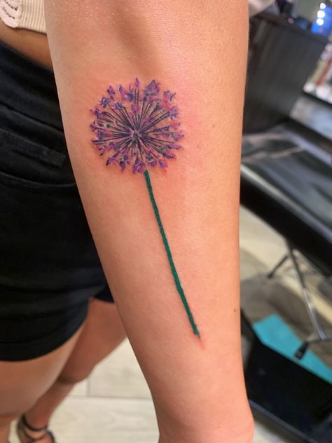 allium flower tattoo Aster Flower Tattoo Watercolors, Allium Tattoo Flower, Alium Flower Tattoo, Allium Flower Tattoo, Allium Tattoo, Star Flower Tattoo, Aster Flower Tattoos, Allium Flower, Allium Flowers