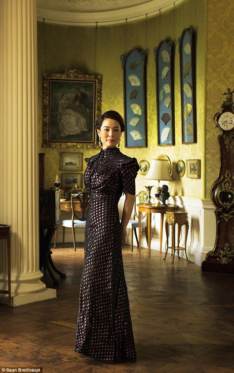 An east meets west costume drama: Meet the Chinese fashion designer who married into the Irish aristocracy | Daily Mail Online Aristocracy Fashion, Charles James Beyond Fashion, Fashion Exhibition, Charles James, Ribbon Dress, Afternoon Dress, East Meets West, Costume Drama, Chinese Fashion