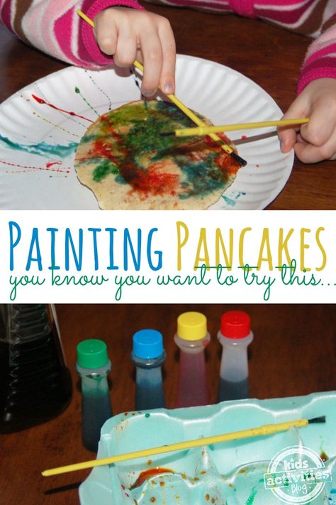 painting pancakes - you know you want to try this - Kids Activities Blog Cooking Activities For Infants, Pancake Day Nursery Activities, Pancake Day Activities For Babies, Pancake Day Activities For Toddlers, Mr Wolfs Pancakes Activities, Pancake Activities For Preschool, Pancake Day Eyfs, Pancake Day Crafts For Toddlers, Pancake Day Activities For Children