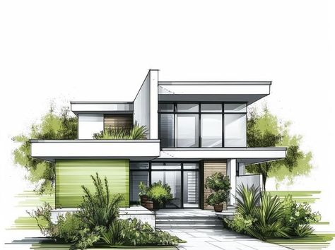 Modern House Design Drawing, Modern House Drawing, House Design Drawing, Architecture Blueprints, Architectural Presentation, Architecture Drawing Plan, Interior Architecture Drawing, Interior Design Drawings, Interior Design Sketches