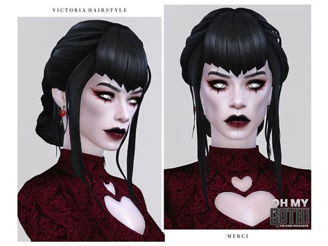 Oh My Goth Sims 4 Cc, Goth Hair Sims 4 Cc, Sims 4 Cc Goth, Vampire Hair, Goth Hairstyles, Sims 4 Cas Mods, Cc Folder, Pelo Sims, Gothic Hairstyles