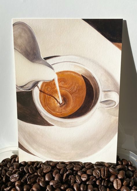 Coffee Lover Painting, Coffee Shop Painting Ideas, Espresso Painting, Coffee Acrylic Painting, Coffee Canvas Painting, Coffee Shop Painting, Coffee Cup Painting, Coffee Art Drawing, Coffee Paintings