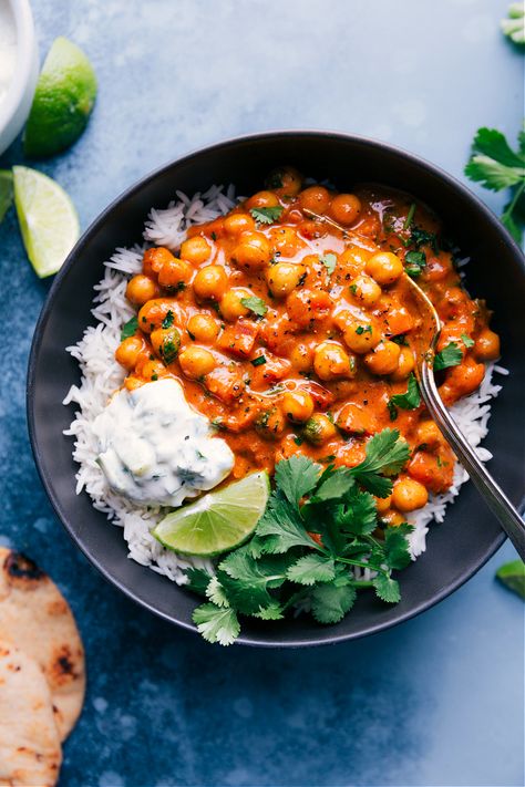 Persian Salad, Creamy Coconut Curry, Chickpea Curry Recipe, Cooking Basmati Rice, Chelsea's Messy Apron, Coconut Curry Sauce, Spiced Chickpeas, Coconut Sauce, Chickpea Curry