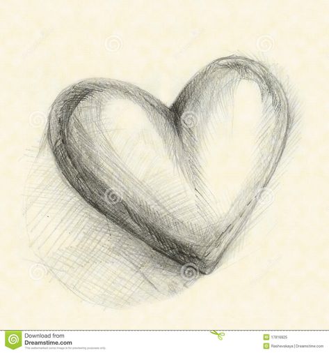 Illustration about Drawn in pencil heart, against the background of yellow paper. Illustration of elegance, background, curve - 17816825 Heart Drawing Sketch, 3d Heart Drawing, Heart Pencil Drawing, Draw Hearts, Love Heart Drawing, Random Sketch Ideas, Cute Heart Drawings, Pencil Drawings Of Love, Shading Drawing