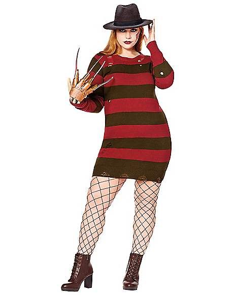 Adult Freddy Krueger Sweater Dress - A Nightmare on Elm Street - Spirithalloween.com Freddy Krueger Costume Women, Freddy Krueger Sweater, Freddy Costume, Freddy Krueger Costume, Costumes For Teens, A Nightmare On Elm Street, Group Costumes, Elm Street, Nightmare On Elm Street