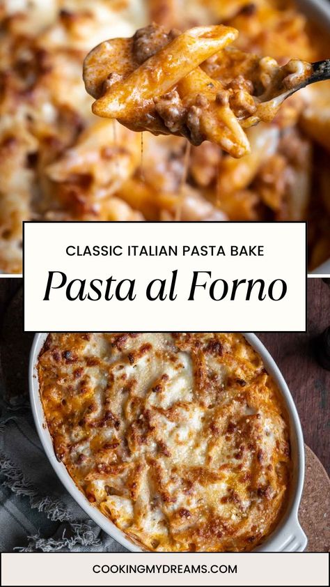 Pasta al Forno (Classic Pasta Bake) Italian Pasta Bake, Different Pasta, Béchamel Sauce, Baked Pasta Dishes, Penne Pasta Recipes, Baked Penne, Simple Family Meals, Baked Pasta, Baked Pasta Recipes