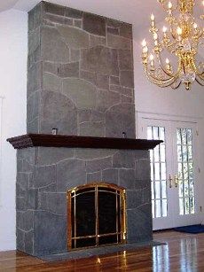 slate fireplace Fireplace Slate, Hearth Design, Slate Fireplace Surround, Stone Fireplace Designs, River Rock Fireplaces, Craftsman Fireplace, Stacked Stone Fireplaces, Slate Tiles, Slate Fireplace