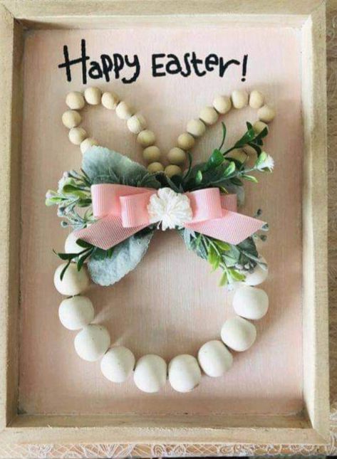 Spring Handmade Decorations, Beaded Bunny Wreath, Easter Egg Wood Crafts, Spring Craft Diy, Easter Decorations Wreaths & Garlands, Easter Crafts Diy Dollar Stores, Spring Craft Ideas To Sell, Easter Dollar Tree Crafts, Diy Easter Bunny Crafts