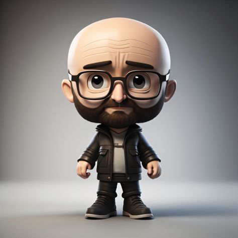 Phil Collins 3D Rendered Chibi Phil Collins, Bobble Head, Celebrities