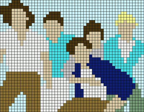 One Direction Alpha Pattern, One Direction Pixel Art, One Direction Crochet, Kawaii Cross Stitch, Melty Bead Patterns, Pearl Beads Pattern, Perler Bead Templates, Pixel Crochet, Pixel Art Grid