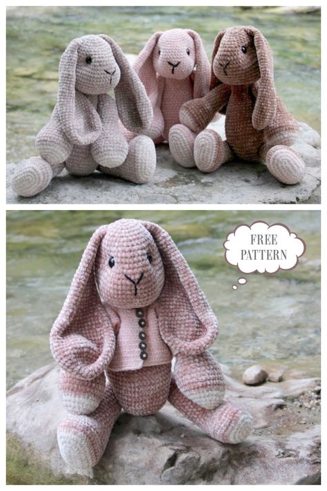 Crochet Long Ear Bunny Amigurumi Free Pattern DIY Magazine Crochet Rabbit Free Pattern, Soft Amigurumi, Amigurumi Bunnies, Diy Crochet Basket, Crochet Storage Baskets, Bunny Amigurumi, Crochet Storage, Crochet Toddler, Crochet Bunny Pattern