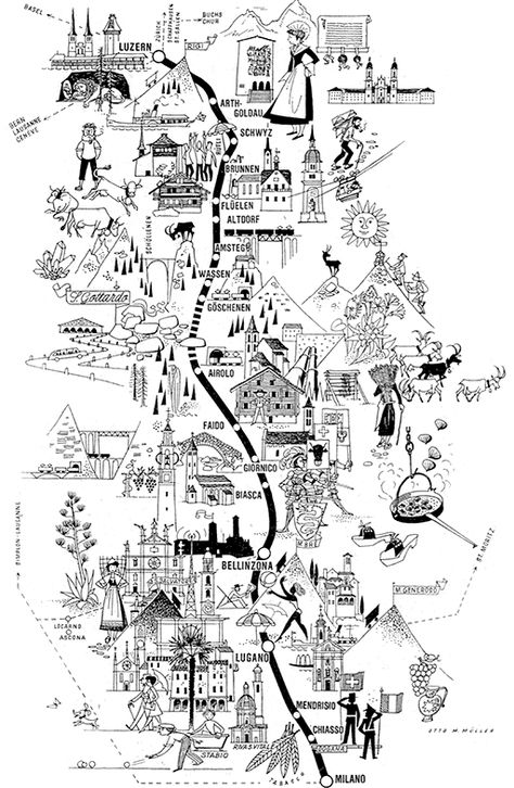 Pictorial railway maps telling stories | retours Map Art Illustration, Cartography Design, Urban Mapping, Landscape Architecture Graphics, Map Sketch, Walking Map, Urban Design Graphics, Pictorial Maps, Illustration Story