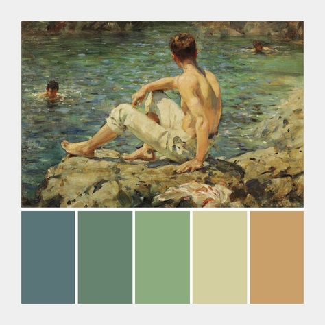 Paintings & Colour Palettes (@paintingpalettes) • Instagram photos and videos Call Me By Your Name Color Palette, Henry Scott Tuke, Tate London, Call Me By Your Name, Queer Art, Ap Art, Colour Palettes, Colour Palette, Color Palettes