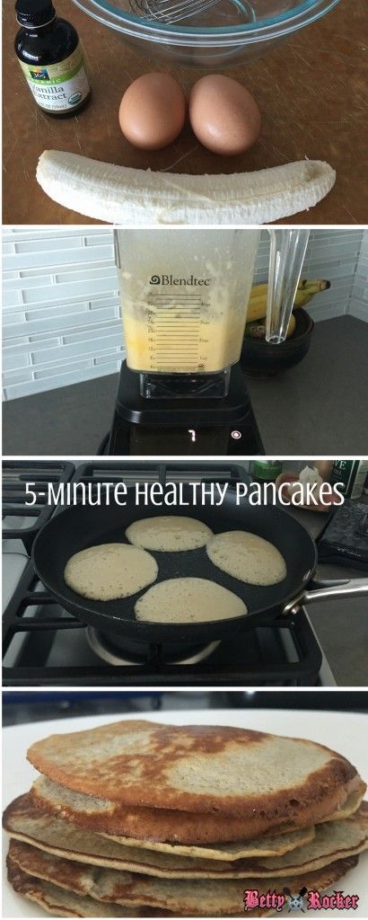 5 min healthy pancakes, gluten free, sugar free. Mash 1 banana add with 2 eggs and 1 tsp into blender. Heat skillet on medium. Add oil Pancakes Banana, Betty Rocker, Pancakes Gluten Free, Cleaner Eating, Healthy Pancakes, Lactose Free Diet, Pancake Recipes, Pancakes Healthy, Grass Fed Butter