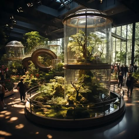 Dark Biophilic Design, Huge Terrarium, Big Terrarium, Futuristic Garden, Aquarium Art, Museum Storage, Reptile House, Garden Pond Design, Brutalism Architecture