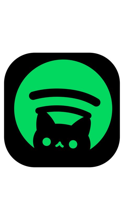 If you don't know what is here - it is Spotify. The app offers digital copyright-restricted recorded music and podcasts, including more than 82 million songs - from record labels and media companies.... Cat Logo, Logo Sticker, Audio, Media, Design